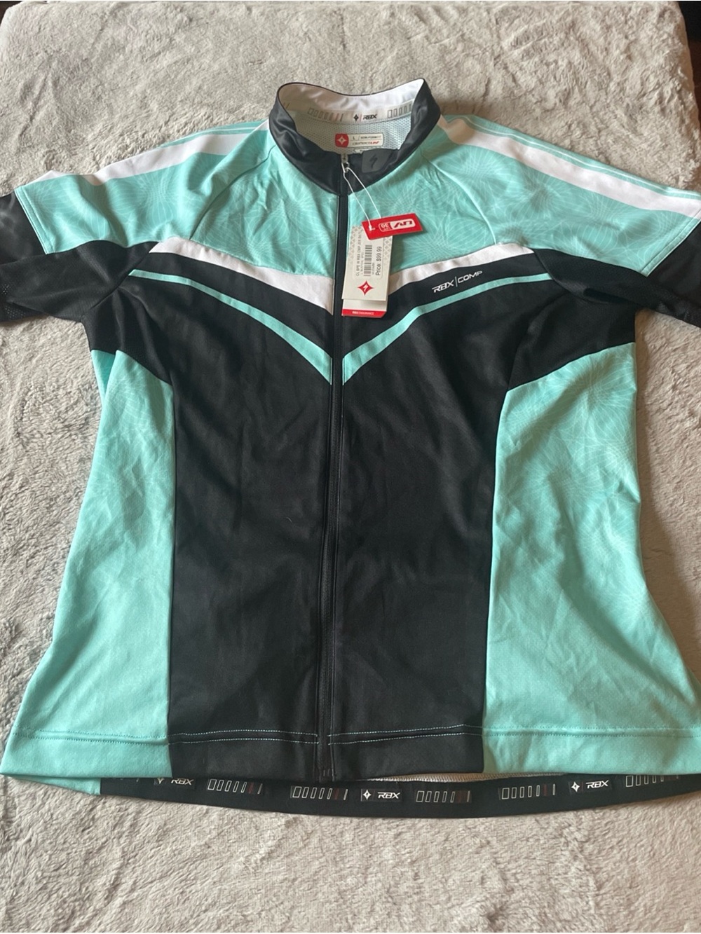 RBX Mint Green and Black Short-Sleeve Cycling Jersey for Women size L NWT